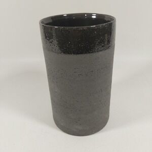Black And Grey Ceramic Textured  Glaze Rim Decorative Vase 8"